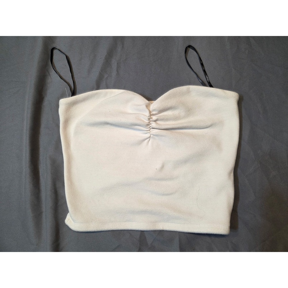 Forever 21 Tube Top Women Small Cream Excellent Sweetheart Ruched Strapless